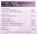 Menu Fine & sushi - Les vins