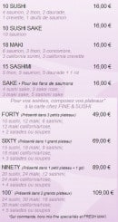 Menu Fine & sushi - Les plateaux uniques et composés 
