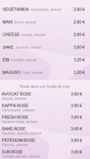 Menu Fine & sushi - Les california et maki rose