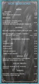 Carte et menu de Mont Relais Gaillard à Montgaillard Lauragais — Bières, alcools, boissons chaudes,...