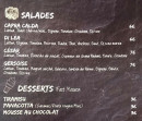 Menu Chez Max - Les salades et desserts