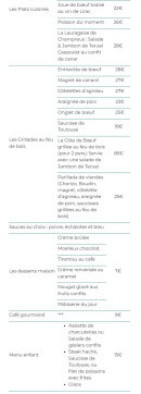 Menu La ferme de Champreux - La carte suite