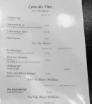 Menu Auberge Terre des Vents - Les vins rosés et blancs