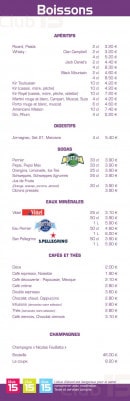 Menu Club 15 - Les boissons