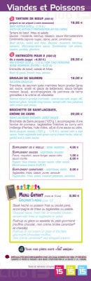 Menu Club 15 - Les viandes suite et poissons
