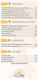 Menu Le Patio - les cocktails  et salades,..