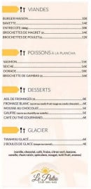 Menu Le Patio - les viandes et poissons, desserts,..