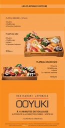 Menu Ooyuki - Les plateaux suite et informations 