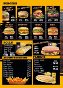 Menu Villa tacos burger - Les burgers, paninis et rolls,...