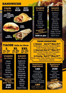 Menu Villa tacos burger - Les sandwichs et tacos