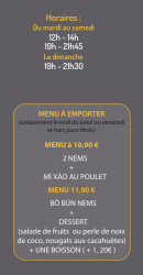 Menu Oh Viêt Nam - Les menus