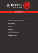 Menu Le Beurre.G - Les desserts