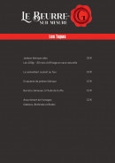 Menu Le Beurre.G - Les tapas