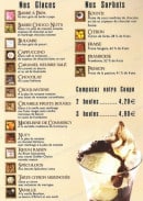 Menu Cosy restaurant - Les glaces et sorbets