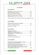 Menu La Dolce Vita - Plats