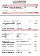 Menu Le Florence - les vins