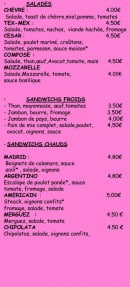 Menu Tu & Yo - Les salades et sandwiches 