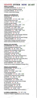 Menu Pizza Rini - Les pizzas