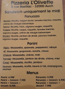 Menu L'Olivette - La carte