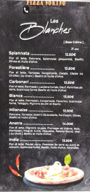 Menu Pizza Sorino - Les blanches