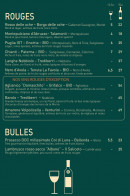 Menu Boccaccia - Les vins rouges et bulles