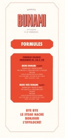 Menu Bunami - Les formules