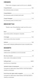 Menu Carnaval Café - Les croques, bruschettas et desserts