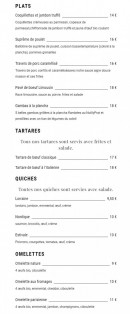 Menu Carnaval Café - Les plats, tartares et omelettes,...