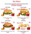 Menu CFC - Les menus chicken burger