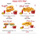 Menu CFC - Les menus happy kid' s meal