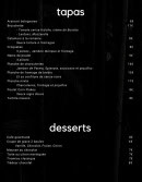 Menu Joya - Les tapas et desserts
