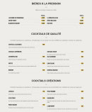 Menu L'Engrenage - Les bières  à la pression, cocktails de qualité et cocktails créations