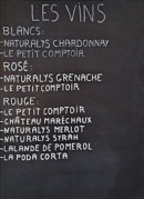 Menu La Casera - Les vins