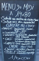 Menu La Crêperie du Palais - Exemple de menu