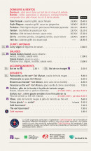 Menu Le café japonais - Les salades et desserts