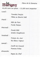 Menu Le Marigny - Les menus de la semaine