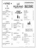 Menu Le Murano des Chartrons - Vins, boissons et digestifs 