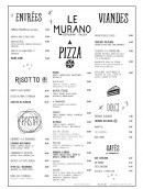 Menu Le Murano des Chartrons - Les pizzas, entrees...