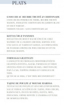 Menu Nomad - Les plats