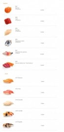 Menu Sushi Chef - Les sashimis et sushis