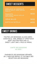 Menu Sweet Light Eat - Les desserts et boissons