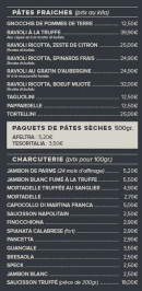 Menu Trattoria Da Bartolo - Les pates fraîches et charcuteries