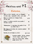 Menu Yi - Les entrées