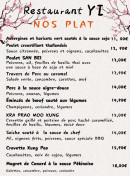 Menu Yi - Les plats