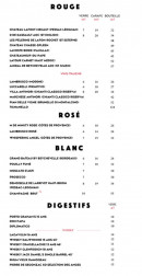 Menu Le Murano - Vins et digestifs