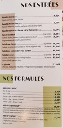 Menu La Pergola - Les entrées et formules