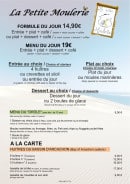 Carte et menu de La Petite Moulerie à Arcachon — Formules, menu du drôle et huîtres du bassin d'arcachon