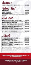 Menu Le Four à Bois de Taussat - Les boissons, bières et vins,..