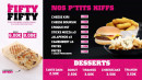 Menu New School Tacos - P'tits kiffs et desserts