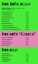 Carte et menu de À la Folie Pizzeria à Saint Medard en Jalles — Les softs et eaux